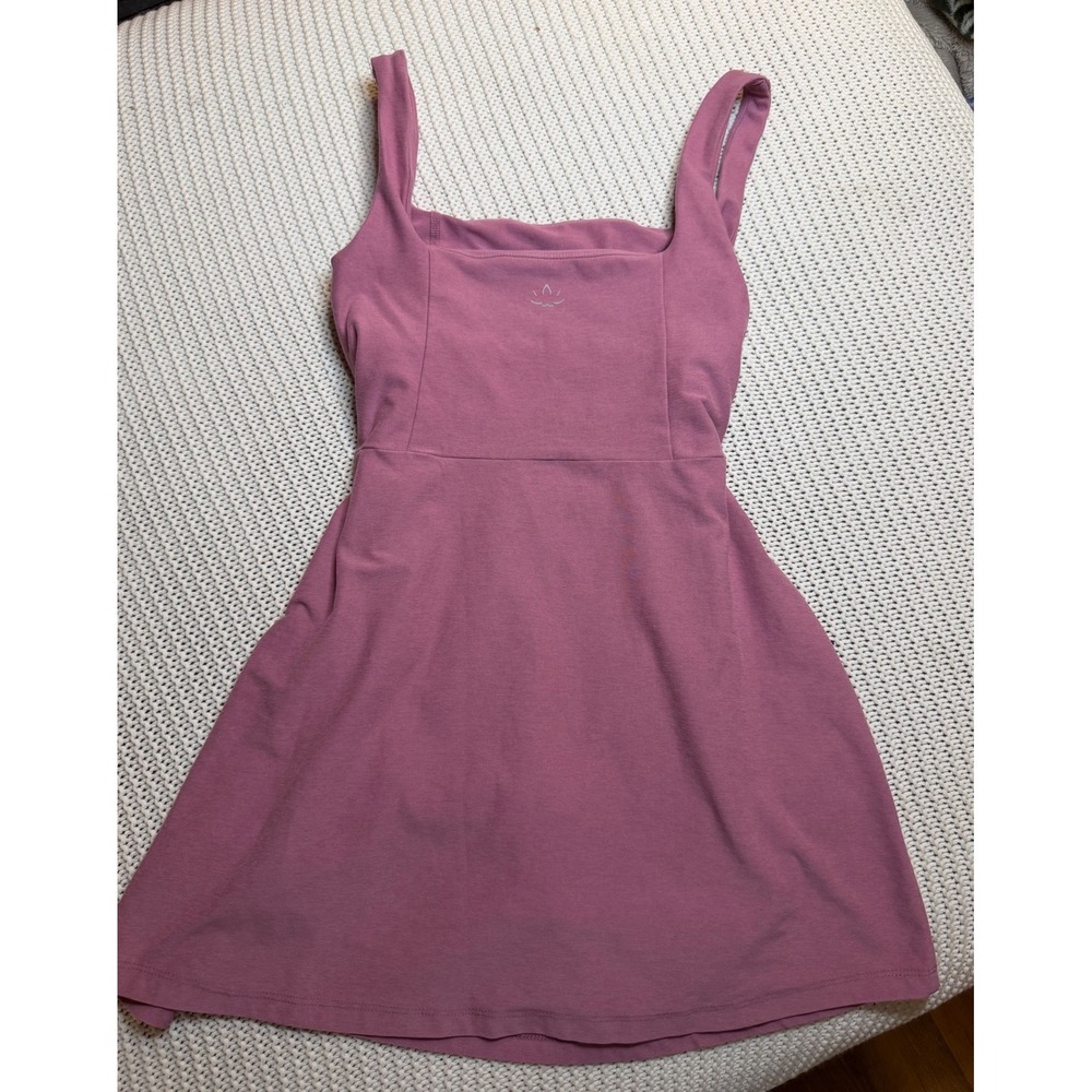 Beyond Yoga Spacedye Movement Dress Mauve Pink Square Neck Mini Small
